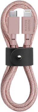 Кабель Belt Lightning/USB-С, 1.2 м, розовый(Кабель Belt Lightning/USB-С, 1.2 м, розовый)